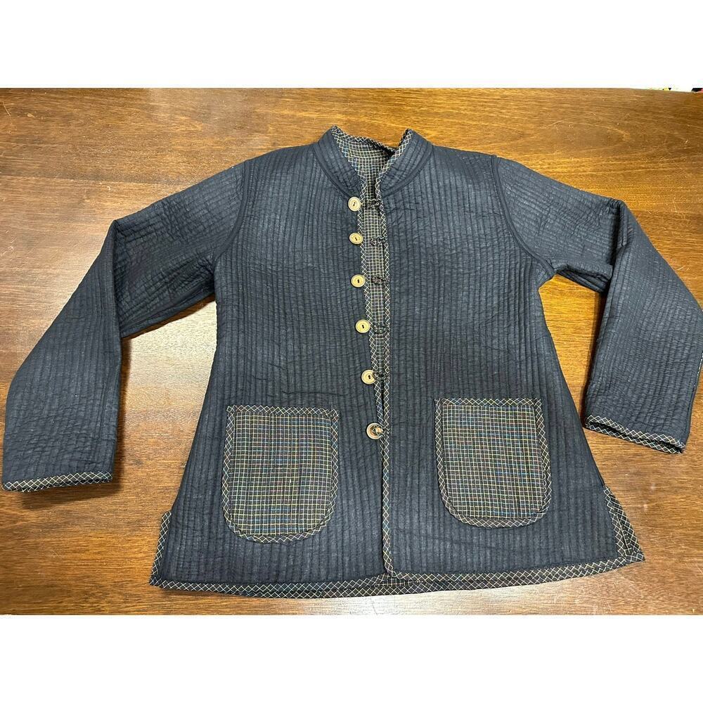 Reversible Lagenlook Cottage Quilted Jacket Women XL Colorful Artsy Texture - Picture 7 of 14